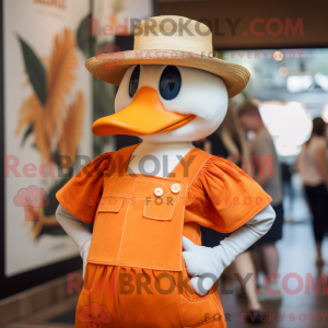 Orange Swan maskot kostyme...