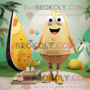 Beige Mango mascot costume...