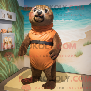 Brown Seal mascot costume...
