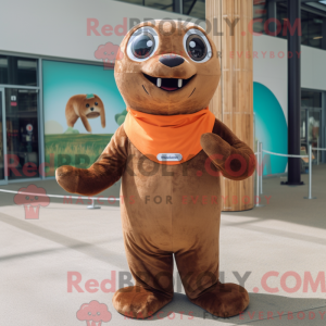Brown Seal mascot costume...