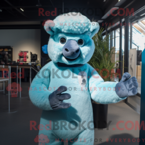Cyan Alpaca mascot costume...