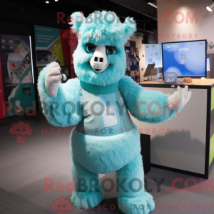 Cyan Alpaca mascot costume...