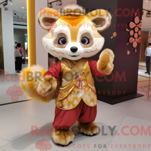 Gold Red Panda mascot...