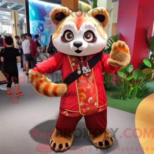 Gold Red Panda maskot...