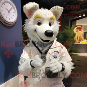Hvid Dingo maskot kostume...