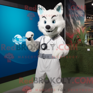 White Dingo mascot costume...