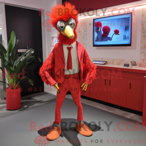 Rød struts maskot drakt...