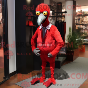 Rød struds maskot kostume...