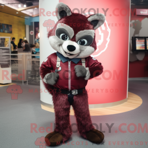 Maroon Vaskebjørn maskot...