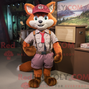 Maroon Fox-maskotdraktfigur...
