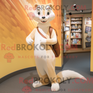 Beige Weasel mascot costume...