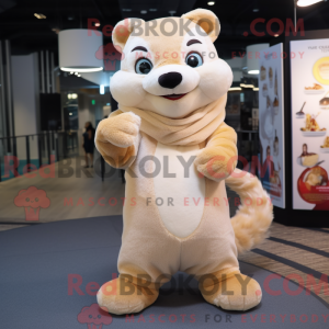 Beige Weasel maskot kostume...