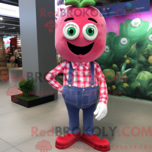 Pink jordbær maskot kostume...