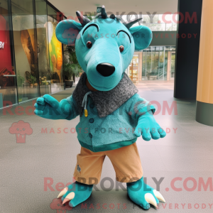 Teal Tapir mascot costume...