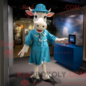 Cyan Zebu maskot drakt...