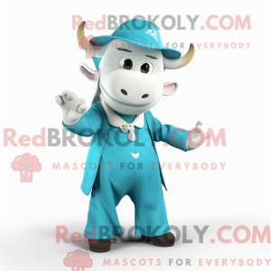 Cyan Zebu maskot drakt...