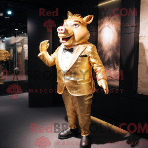 Gold Sow mascot costume...