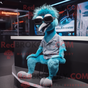 Cyan Emu Maskottchen Kostüm...