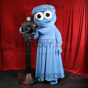 Blue Camera maskot kostym...
