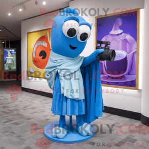 Blue Camera maskot kostym...