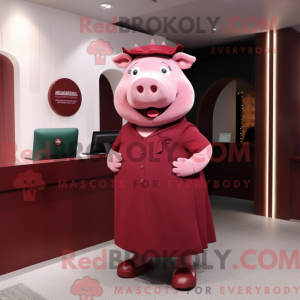 Maroon Pig-maskotdraktfigur...