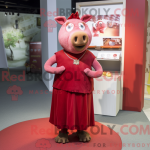 Maroon Pig-maskotdraktfigur...
