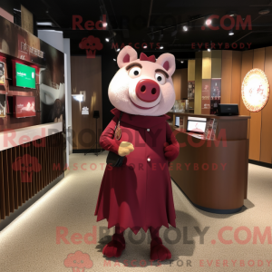 Maroon Pig-maskotdraktfigur...