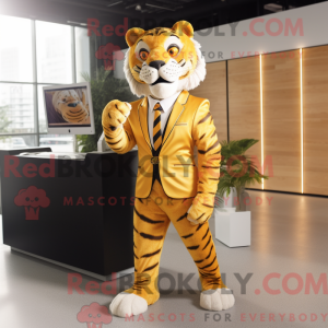 Gold Tiger maskot drakt...
