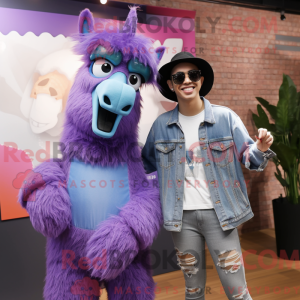 Purple Llama mascot costume...