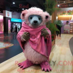 Pink Sloth Bear mascot...
