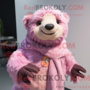 Pink Sloth Bear mascot...
