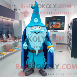 Cyan Wizard maskot kostume...