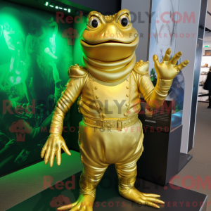 Gold Frog mascot costume...