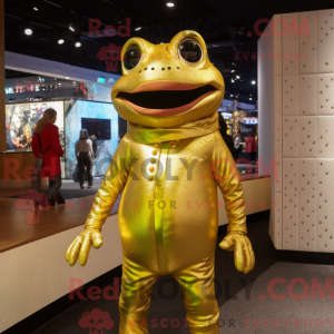 Gold Frog mascot costume...
