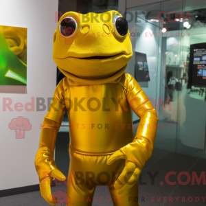Gold Frog mascot costume...
