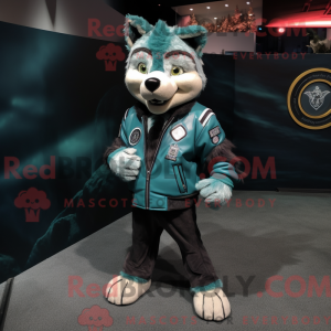 Teal Wolf mascot costume...