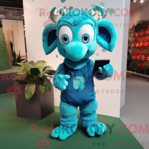 Cyan Ram mascot costume...