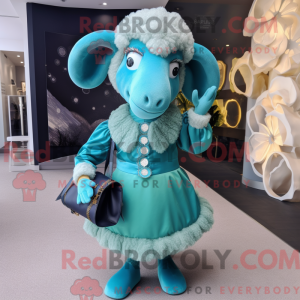 Cyan Ram maskot kostume...