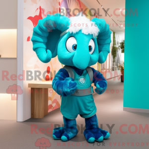 Cyan Ram maskot kostume...