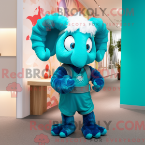 Cyan Ram maskotdraktfigur...
