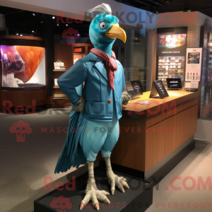 Cyan Fasan maskot kostume...