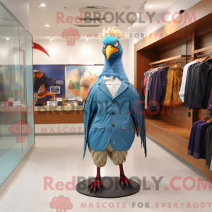 Cyan Fasan maskot kostume...