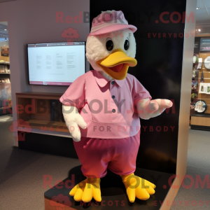 Pink Duck mascottekostuum...