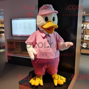 Pink Duck maskot kostume...