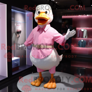 Pink Duck maskot kostume...