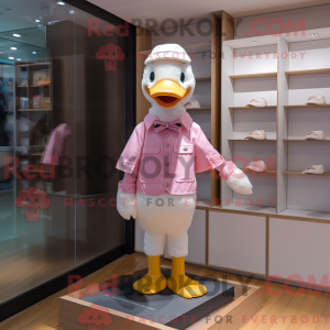 Pink Duck maskot kostume...