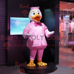 Pink Duck maskot kostume...