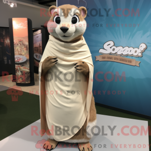 Tan Weasel maskot kostume...
