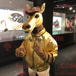 Gold Okapi mascot costume...