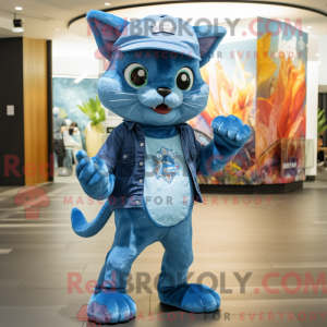 Blue Cat mascot costume...